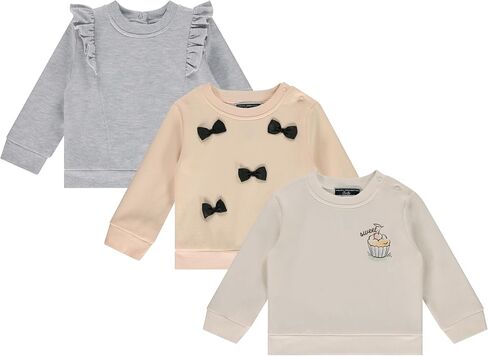 Cudlie French Connection 3-Pack Baby Girls Fleece Sweatshirts – Long Sleeve Pullovers with Ribbed Cuffs–Sizes 12M, 18M, 24M in Kuwait