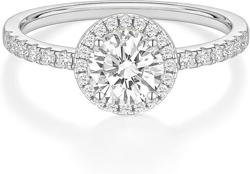 EAMTI 1.25CT 925 فضة خواتم مستديرة هالو تشيكوسلوفاكيا خواتم الخطبة للنساء زركون العصابات الزفاف وعد خواتم in Saudi Arabia