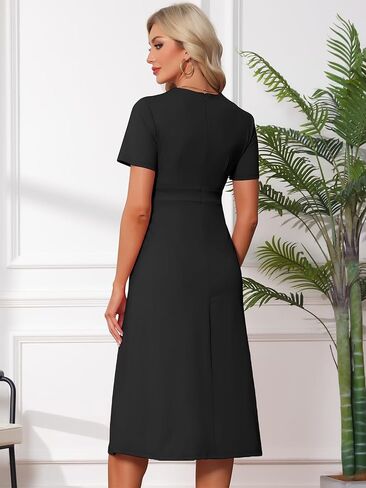 Womens Maternity Work Dress Formal Business A Line Short Sleeve Front Pleated Pregnancy Dresses Semi Office in Saudi Arabia
