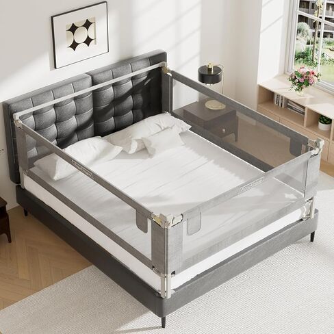 3-Pack Bed Rails for Toddlers with Headboard Rod - Height Adjustable Baby Bed Rail Guard Specially Designed for Twin Size (74.8 x 74.8 x 39 Inch) in Kuwait