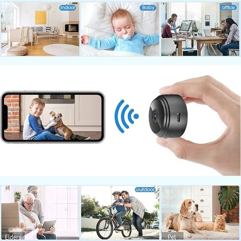 Secret Camera Mini Camera Small Cam Home Security Hidden Camera WiFi Spy Nanny Cam with Phone App Video Recording Remote Monitor Kids Camera Pet Camera Indoor Room Use in Kuwait