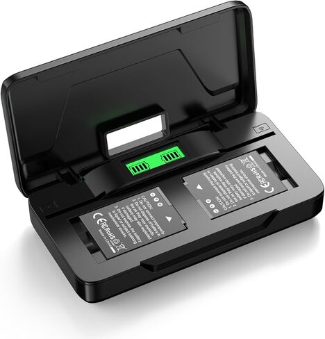 FirstPower EN-EL12 بطارية 2 حزمة وشاحن بطارية ثنائي القناة لنيكون Coolpix S9900، S9700، S9500، S9300، S9100، S8200، S8000، S6300، S6200، S6100، A900، AW110، AW120، AW130، S70، S800c، MH-65 in Kuwait
