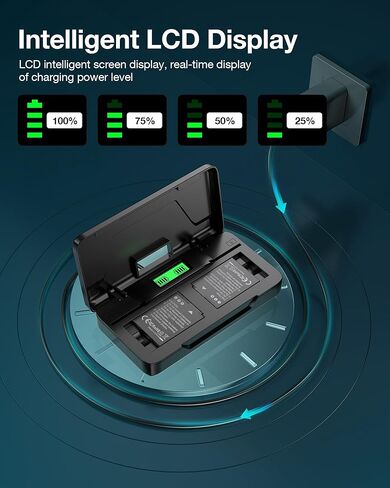 FirstPower EN-EL12 بطارية 2 حزمة وشاحن بطارية ثنائي القناة لنيكون Coolpix S9900، S9700، S9500، S9300، S9100، S8200، S8000، S6300، S6200، S6100، A900، AW110، AW120، AW130، S70، S800c، MH-65 in Kuwait
