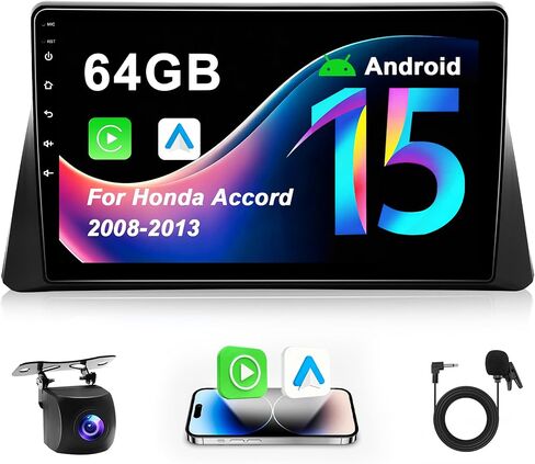 ستيريو راديو السيارة 8 Core 4G+64G لسيارة Honda Civic 2016-2021: ترقية Android 15 9 بوصة 1280 * 720 شاشة لمس لاسلكية CarPlay وAndroid Auto، Bluetooth، WiFi 6، GPS، FM، RDS، 36EQ، SWC، كاميرا احتياطية 1080P in Kuwait