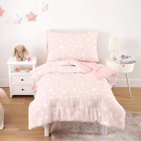 Wake In Cloud - Toddler Bedding Set for Boys Girls, Cute Star Polka Dot, 4 Pieces Soft Crib Bed Set Including Comforter, Sheets and Pillowcase, Light Purple in Kuwait
