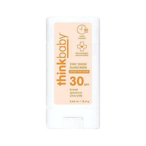 Thinkbaby SPF 30 Kids Sunscreen Stick for Sensitive Skin, 0.64 oz, Baby Sunscreen with Non-Nano Zinc Oxide 24%, Broad Spectrum UVA/UVB Protection, 80-Minute Water Resistant, Reef Friendly SPF Stick in Kuwait