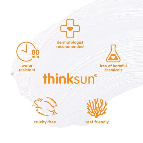 Thinkbaby SPF 30 Kids Sunscreen Stick for Sensitive Skin, 0.64 oz, Baby Sunscreen with Non-Nano Zinc Oxide 24%, Broad Spectrum UVA/UVB Protection, 80-Minute Water Resistant, Reef Friendly SPF Stick in Kuwait