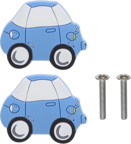 2pcs Cartoon Car Dresser Knobs Kids Plastic Cabinet Pull Handle - Decorative Furniture Hardware for Boy Nursery Room Party Decor Bathroom Kitchen in Kuwait