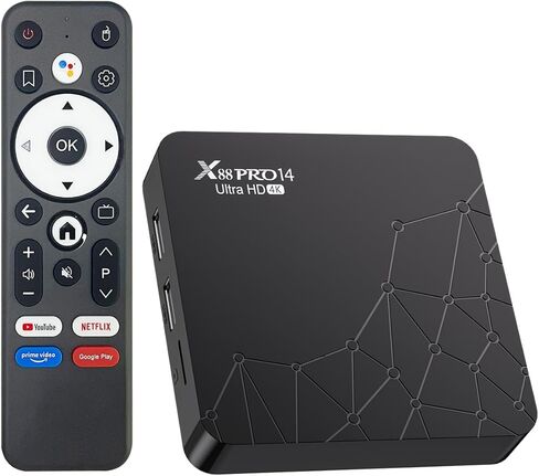 Android TV Box 14.0، 2025 Android Box RK3518pro 2GB 32GB يدعم 4K 8K WiFi 6 2.4G/5.8G ثنائي النطاق WiFi HDR10+ 100M Ethernet Bluetooth 5.0 USB 3.0 صندوق ذكي مع جهاز تحكم عن بعد صوتي in Kuwait