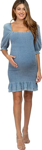 PinkBlush Light Square Neck Smocked Maternity Dress in Kuwait