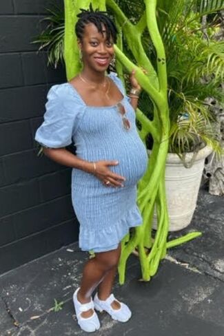PinkBlush Light Square Neck Smocked Maternity Dress in Kuwait