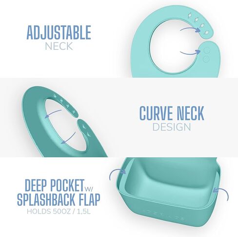 RideBib Silicone Vomit Bib with Extra-Deep Pocket for Motion Sickness Relief During Travel. Patent Pending in Saudi Arabia