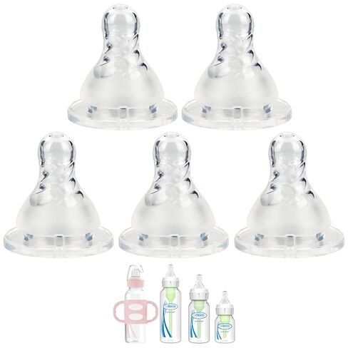 Silicone Nipple for Dr. Brown’s Natural Flow Level 3 Narrow Baby Bottle, Medium-Fast Flow, 6m+, 5 Count in Saudi Arabia