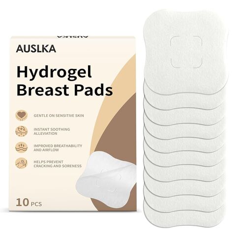 AUSLKA Hydrogel Nipple Pads Instant Cooling, Hydrogel Breast Pads with Soothing Lanolin, Soothies Gel Nursing Pads Provide Instant Cooling Relief, 10 PCS in Kuwait