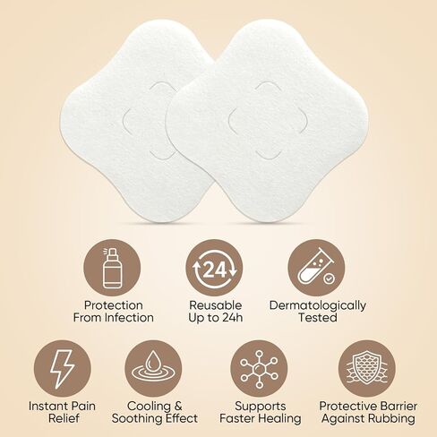 AUSLKA Hydrogel Nipple Pads Instant Cooling, Hydrogel Breast Pads with Soothing Lanolin, Soothies Gel Nursing Pads Provide Instant Cooling Relief, 10 PCS in Kuwait
