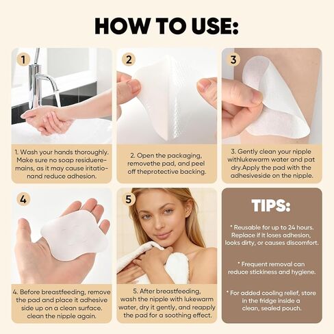 AUSLKA Hydrogel Nipple Pads Instant Cooling, Hydrogel Breast Pads with Soothing Lanolin, Soothies Gel Nursing Pads Provide Instant Cooling Relief, 10 PCS in Kuwait