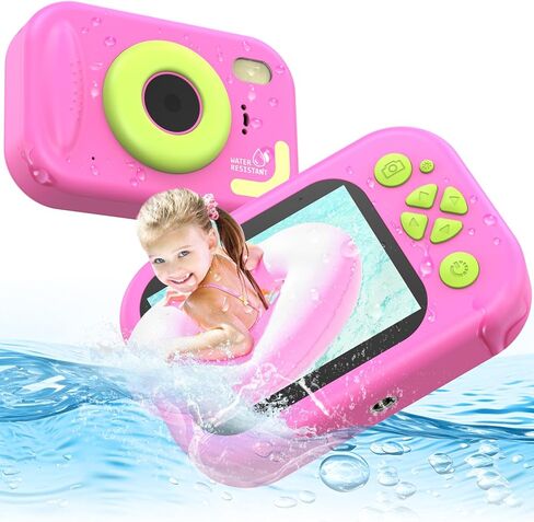 CHAKEYAKE Kids Waterproof Camera, IP67 Digital Camera with 32GB Card, 1080P 48MP, 10X Zoom, Compact Toddler Camera for Birthday Gift Beach Pool Toys for Kids Ages 3-12, Blue in Saudi Arabia
