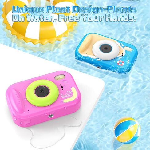 CHAKEYAKE Kids Waterproof Camera, IP67 Digital Camera with 32GB Card, 1080P 48MP, 10X Zoom, Compact Toddler Camera for Birthday Gift Beach Pool Toys for Kids Ages 3-12, Blue in Saudi Arabia