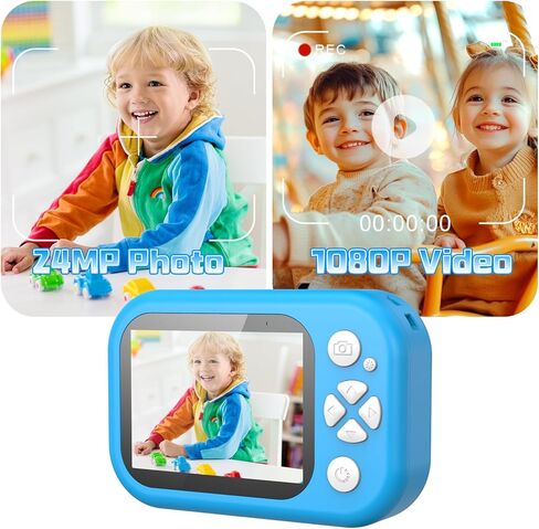 CHAKEYAKE Kids Waterproof Camera, IP67 Digital Camera with 32GB Card, 1080P 48MP, 10X Zoom, Compact Toddler Camera for Birthday Gift Beach Pool Toys for Kids Ages 3-12, Blue in Saudi Arabia
