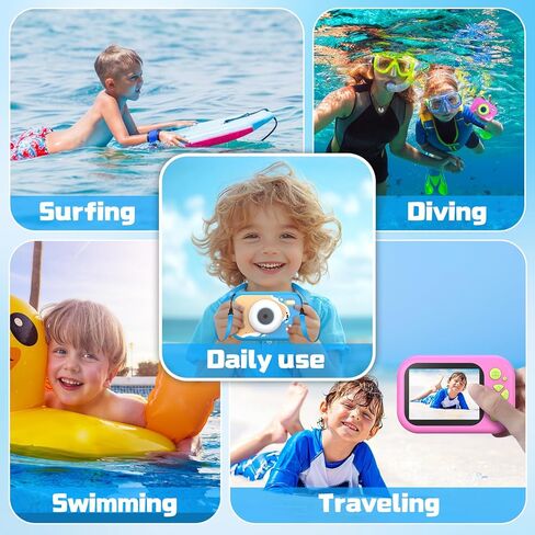CHAKEYAKE Kids Waterproof Camera, IP67 Digital Camera with 32GB Card, 1080P 48MP, 10X Zoom, Compact Toddler Camera for Birthday Gift Beach Pool Toys for Kids Ages 3-12, Blue in Saudi Arabia