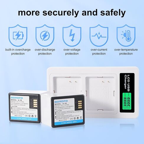 بطارية قابلة للشحن من Arlo A-1 A-1B A-1C، لكاميرا Arlo Pro، Pro 2، VMC4030 VMC4030P VMS4230 VMS4430 VMS4530 VMS4430P VMS4530P-100NAR VMA4400 (بطاريتان + شاحن) in Kuwait