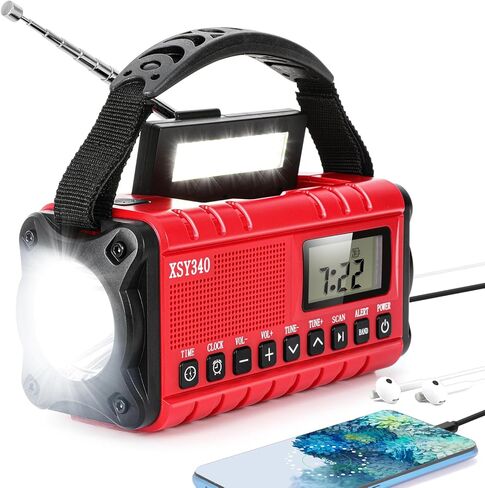 Emergency Hand Crank Weather Radio, Portable Solar Survival Radio with NOAA/AM/FM, 20000mAh Rechargeable Battery, Flashlight Reading Lamp, SOS Alarm Power Bank Survival Kit for Hurricane,Power Outages in Kuwait
