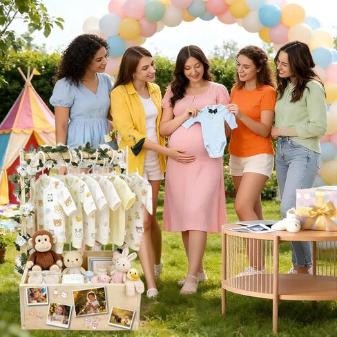 قفص استحمام خشبي للأطفال - سلة هدايا مخصصة للأطفال حديثي الولادة من الأولاد والبنات، منظم خزانة الطفل بمقبض، صندوق تخزين تذكاري للأم والآباء الجدد in Kuwait