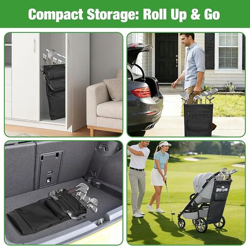 Stroller Golf Caddy,Golf Bag Attach to Stroller with Side Pockets,Shoulder Strap & Hooks for Towel Gloves,Lightweight Foldable Golf Organizer for Family Outdoor Golf,Stroller Golf Accessory in Kuwait