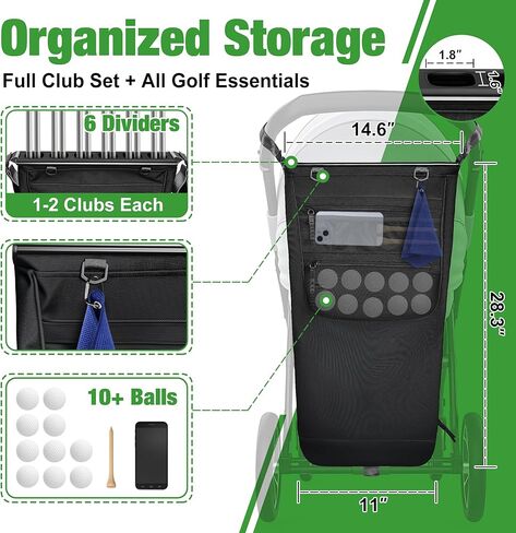 Stroller Golf Caddy,Golf Bag Attach to Stroller with Side Pockets,Shoulder Strap & Hooks for Towel Gloves,Lightweight Foldable Golf Organizer for Family Outdoor Golf,Stroller Golf Accessory in Saudi Arabia