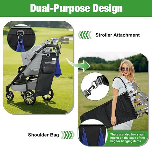 Stroller Golf Caddy,Golf Bag Attach to Stroller with Side Pockets,Shoulder Strap & Hooks for Towel Gloves,Lightweight Foldable Golf Organizer for Family Outdoor Golf,Stroller Golf Accessory in Saudi Arabia