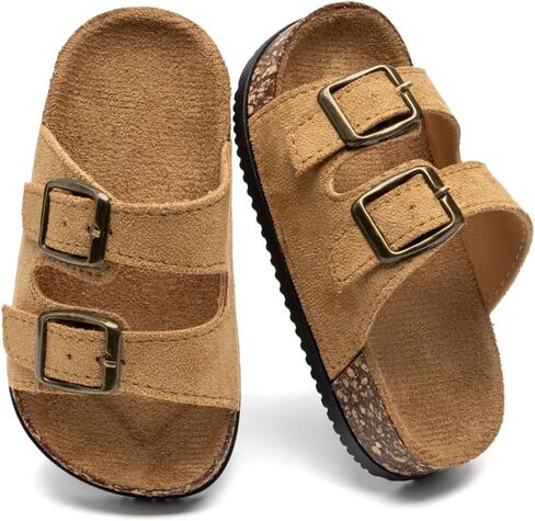 KIDSUN Toddler Slide Sandals Cork Footbed Adjustable Strap Boys Girls Summer Casual Indoor Outdoor Play Shoes in Kuwait