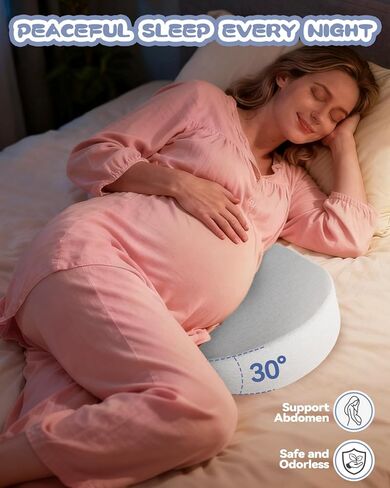 Memory Foam Wedge Pregnancy Pillow for Sleeping, Maternity Pillow for Pregnant Women, Pregnancy Wedge Support for Belly Back Legs, Small Pregnancy Pillow 15×13", Washable Cover, Grey in Saudi Arabia