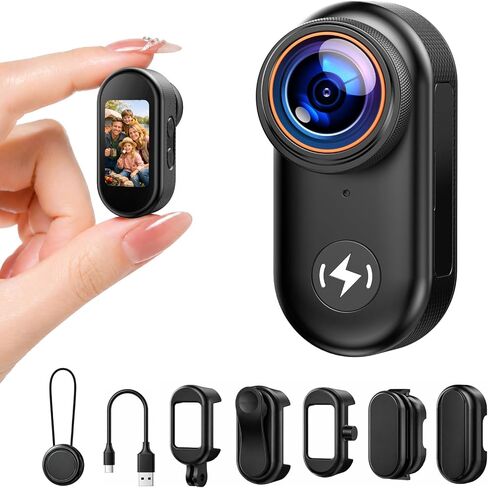 4K Mini Body Camera with 64GB Card, 1.47" Display Wearable POV Camera, Action Camera with Magnetic Mount, One-Button Recording Portable Camcorder, WiFi App Control for Vlogging Travel Security in Kuwait
