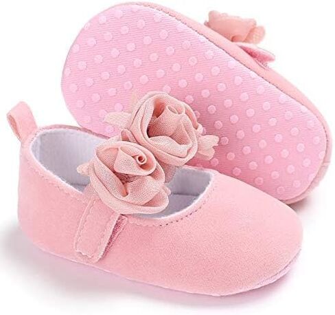 Infant Baby Girls Mary Jane Walking Shoes Cute Flower Newborn Comfortable Soft Sole Flats Non-Slip Wear-Resistant Shoes in Saudi Arabia