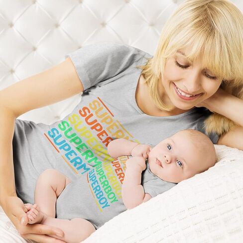 Mothers Day Mom and Baby Matching Outfits Super Mom and Son Cotton Medium Baby 6 Months Chill in Kuwait