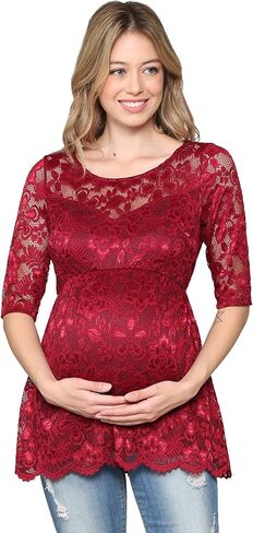 Hello MIZ Women's Floral Lace Maternity Blouse Top in Saudi Arabia