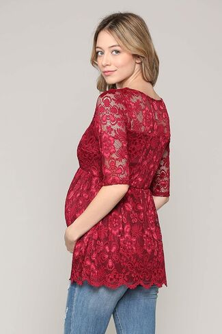 Hello MIZ Women's Floral Lace Maternity Blouse Top in Saudi Arabia