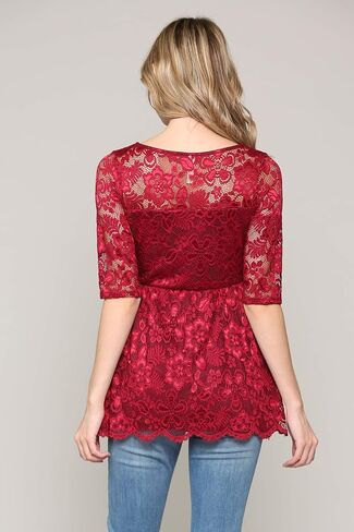 Hello MIZ Women's Floral Lace Maternity Blouse Top in Saudi Arabia