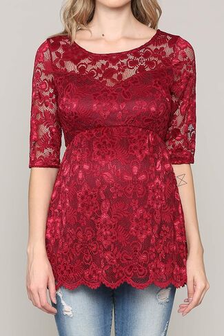 Hello MIZ Women's Floral Lace Maternity Blouse Top in Saudi Arabia