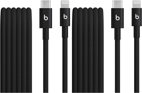 Beats USB-C إلى USB-C المنسوجة كبل الشحن السريع الشاحن المتوافق/الخالي من التشابك لأجهزة Apple & Android USB-C (1.5 متر ، 5 أقدام)-أحمر سريع in Kuwait