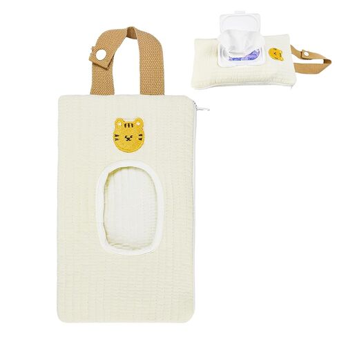 Quilted Baby Wipe Holder Floral Diaper Pouch Portable Quilted Wipes Bag for Car, Stroller in Kuwait