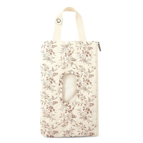 Quilted Baby Diaper and Wipes Pouch Portable Mommy Bag for Stroller Reusable Wipes Pouch with Lanyard for Casual Travel (Beige) in Saudi Arabia
