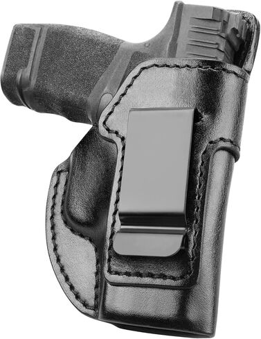 حافظة جلدية GUN & FLOWER IWB لـ Ruger MAX-9، PSA Dagger Micro، Springfield Hellcat/Hellcat OSP - قطع بصري - حافظة حمل مخفية، تناسب أحزمة مقاس 1.5 بوصة - 1.75 بوصة، بني - اليد اليمنى in Kuwait