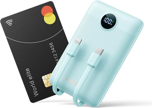 شاحن WeeFancy Mini المحمول مع كابلات مدمجة، بنك طاقة سريع الشحن بقدرة 22.5 وات، حزمة بطارية صغيرة USB-C بقدرة 10000 مللي أمبير في الساعة، بطارية رفيعة أساسية للسفر لهاتف iPhone 17/16/15/14، وSamsung 25/24، والمزيد in Saudi Arabia