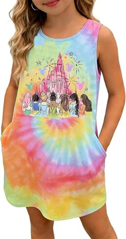 Magical Kingdom Dress for Kids Baby Girls- Magic Castle Princess Sundress Holiday Family Trip Tshirts in Saudi Arabia