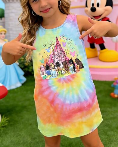 Magical Kingdom Dress for Kids Baby Girls- Magic Castle Princess Sundress Holiday Family Trip Tshirts in Saudi Arabia
