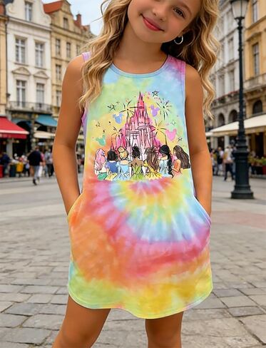 Magical Kingdom Dress for Kids Baby Girls- Magic Castle Princess Sundress Holiday Family Trip Tshirts in Saudi Arabia