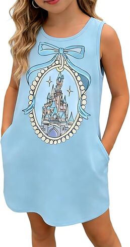 Magical Kingdom Dress for Kids Baby Girls- Magic Castle Princess Sundress Holiday Family Trip Tshirts in Saudi Arabia