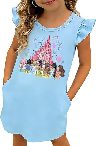 Magical Kingdom Dress for Kids Baby Girls- Magic Castle Princess Sundress Holiday Family Trip Tshirts in Saudi Arabia