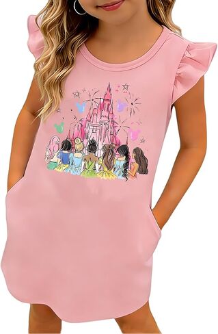 Magical Kingdom Dress for Kids Baby Girls- Magic Castle Princess Sundress Holiday Family Trip Tshirts in Saudi Arabia